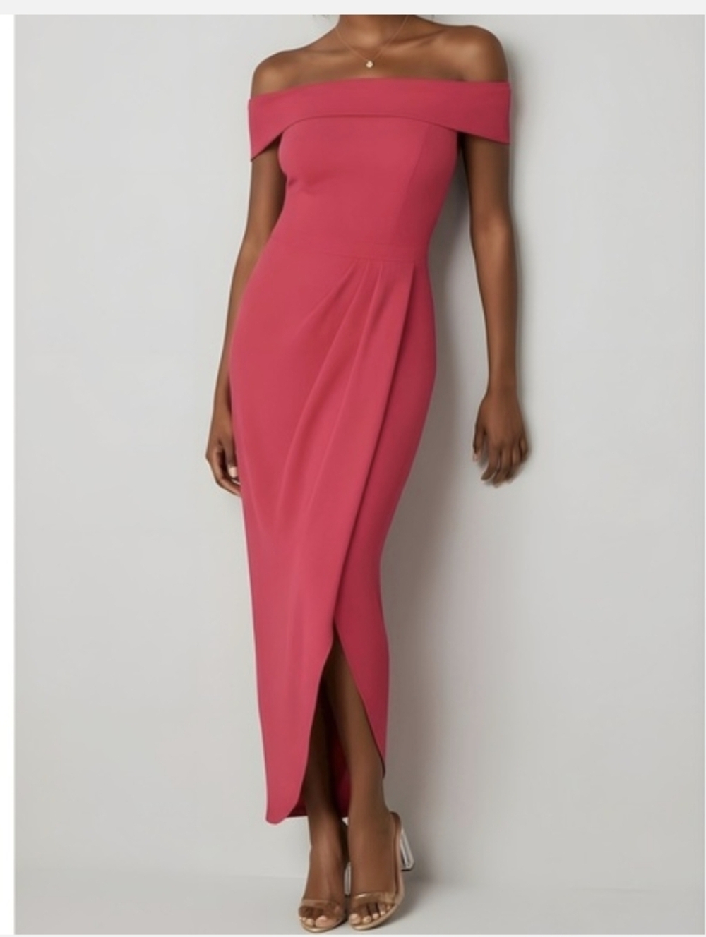 BHLDN Thompson Off-Shoulder Gown in hot pink - Size 0